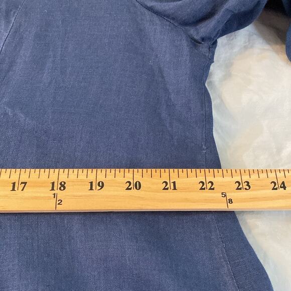 Soft Surroundings Linen Button Front Tunic Teal Blue Size Large - Picture 6 of 8